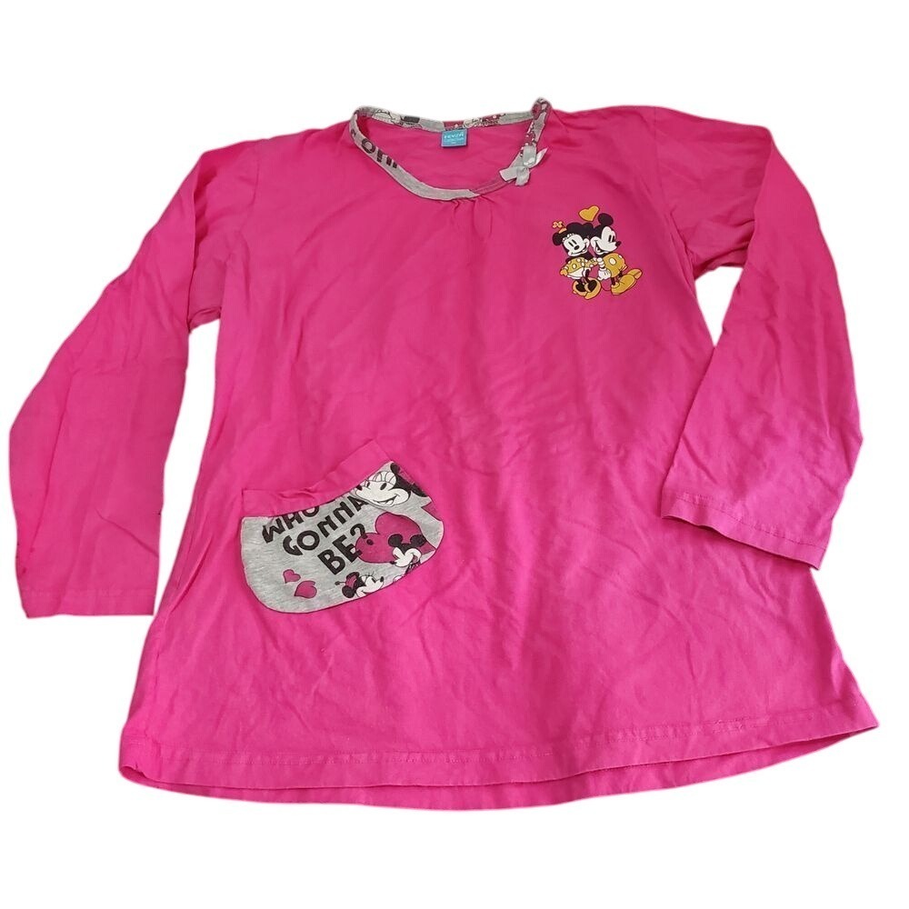 Mickey Minnie Mouse Pink Long Sleeve Pajama Top XL Women's Rare EUC‎